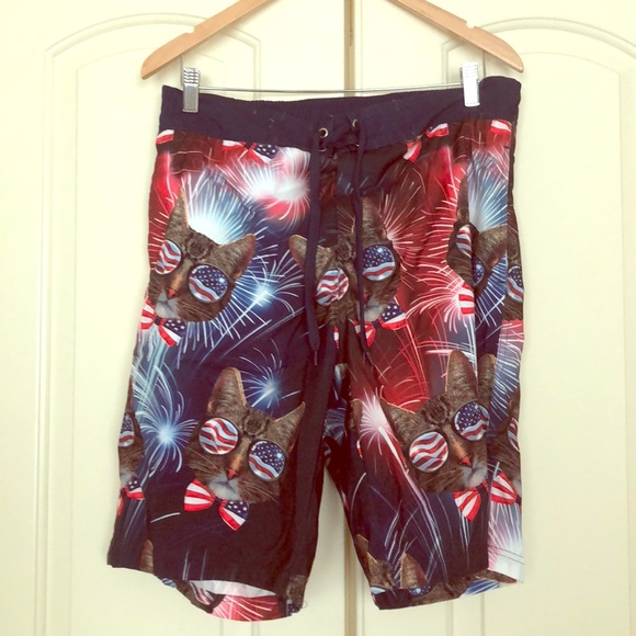 4th of july men's swim trunks